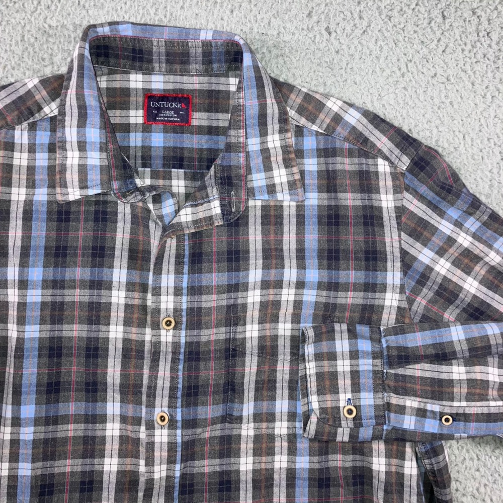 UNTUCKit Button Up Shirt Men Large Carano Plaid Flannel Long Sleeve Cotton